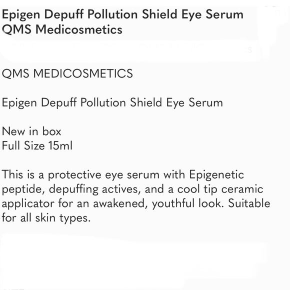 QMS MEDICOSMETICS Epigen Depuff Pollution Sheild Eye Serum - Picture 3 of 3